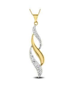 9ct Gold And Crystal Flame Drop Pendant On 18" Curb Chain