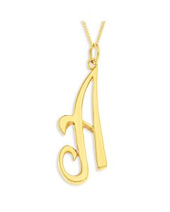 9ct Yellow Gold Personalised Initial Pendant On 18" Curb Chain