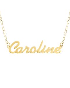 9ct Yellow Gold Personalised Name Plate Necklace On 16" Trace Chain