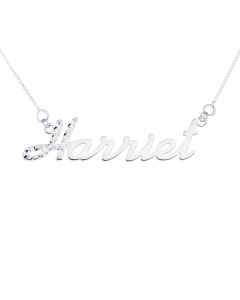 Silver Personalised Diamond Cut Name Plate Necklace on 16" Box Chain