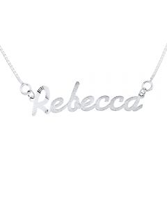 Silver Personalised Name Plate Necklace on 18" Box Chain