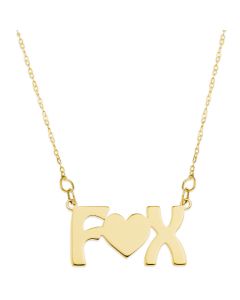9ct Gold Two Initials With A Heart Between Necklace On 16" Trace Chain