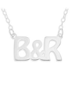 Sterling Silver Two Initial Necklace on 16" Trace Chain