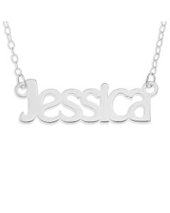 Sterling Silver Personalised Name Plate Necklace on 16" Trace Chain