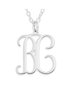 Sterling Silver Personalised Two Initial Monogram  Pendant On 18" Trace Chain