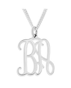 Sterling Silver Personalised Two Initial Pendant On 18" Curb Chain