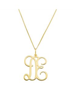 9ct Yellow Gold Two Initials Necklace On 18" Curb Chain