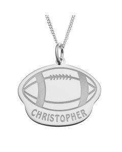 Sterling Silver Personalised American Football Pendant On 18" Curb Chain