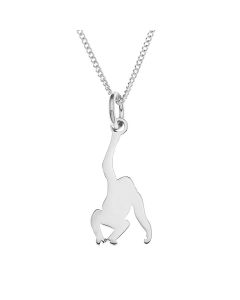 Sterling Silver Monkey Pendant On 18" Curb Chain