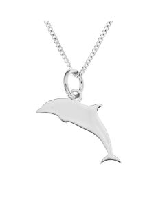 Sterling Silver Dolphin Pendant On 18" Curb Chain