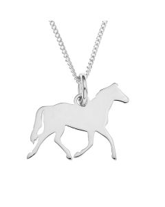 Sterling Silver Horse Pendant On 18" Curb Chain