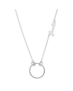Sterling Silver Personalised  Ring Pendant With Name Plate on 18" Trace Chain