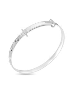 Sterling Silver Diamond Cut and Frosted Baby Expander Bangle