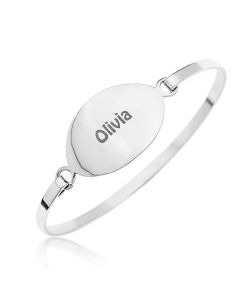Sterling Silver Personalised Oval Bangle