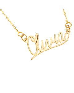 10ct Yellow Gold Personalised Name Necklace on 18" Trace Chain