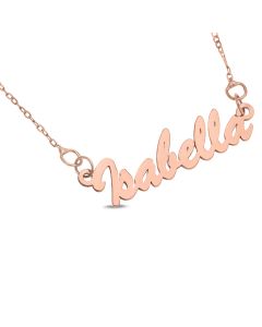 9ct Rose Gold Personalised Name Necklace On 18" Trace Chain