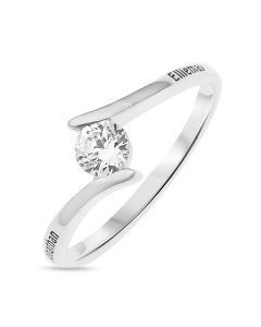 Sterling Silver Personalised Single White Cubic Zirconia Stone Ring