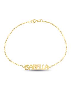 10ct Yellow Gold Personalised Upper Case Name Plate Bracelet