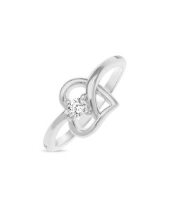 Sterling Silver Personalised Single Cubic Zirconia Month Stone Heart ring
