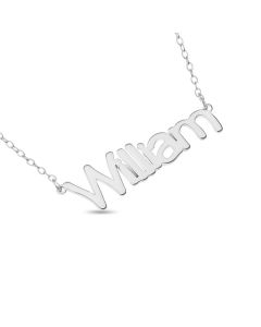 Sterling Silver Personalised Name Plate Necklace On 16" Trace Chain