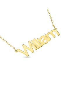 Gold Plated Sterling Silver Personalised Name Necklace On 18" Trace Chain