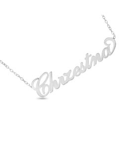 Sterling Silver Carrie Font Personalised Name Necklace On 18" Trace Chain