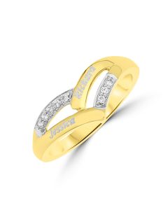 Yellow Gold Plated Silver Personalised Two Names CZ Set Ring
