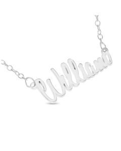 Sterling Silver Personalised Fancy Name Necklace on 16" Trace Chain