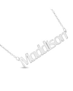 Sterling Silver Go Font Name Necklace On 16" Trace Chain