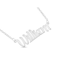 Personalised Sterling Silver Name Plate Necklace On 16" Trace Chain
