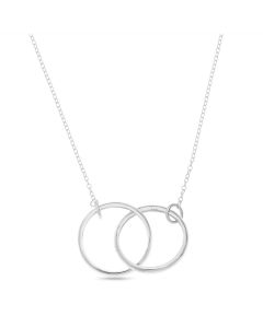 Sterling Silver 'Always Forever' Two Linked Rings Necklace On 18" Trace Chain