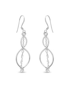 Sterling Silver Dangling Twist Hook Earrings