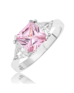 Sterling Silver Pink And White CZ Ring