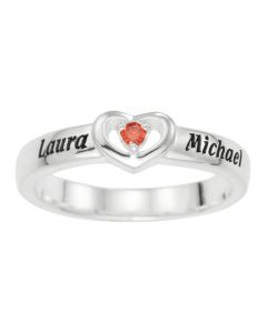 Sterling Silver Personalised CZ and 2 Name Keepsake Ring