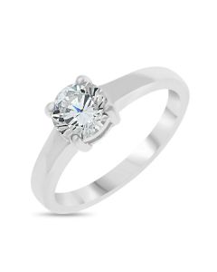 Sterling Silver CZ Set Solitaire Ring