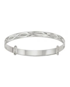 Sterling Silver Dia Cut Leaves Expander Baby Bangle