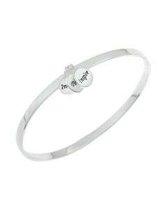 Sterling Silver Three Message 'Imagine', 'Peace' and 'Inspire' Disc Charms Bangle
