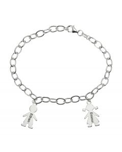 Sterling Silver Personalised Boy And Girl Charm Bracelet