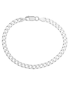 Sterling Silver Gent's Diamond Cut Solid 8.5" Curb Bracelet 10.3g