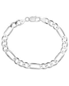 Sterling Silver Gent's 8.5" Figaro Chain Bracelet 15.5g
