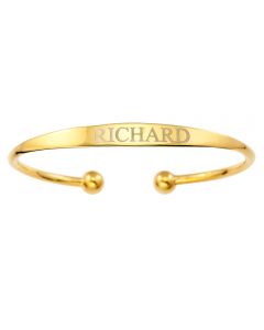 Gold Plated Silver Personalised Men's ID Torque Bangle