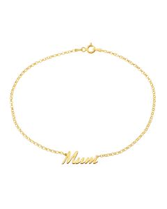 Yellow Gold Plated Silver Mum 10" Anklet