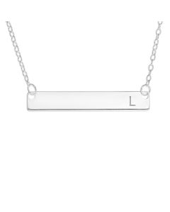 Silver Personalised One Initial Bar Necklace On 18" Trace Chain