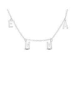 Sterling Silver Personalised Choker With Name Letters On 14" Trace Chain