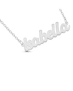 Sterling Silver Personalised Name Plate Challange Extra Bold Font Necklace On  16" Trace Chain