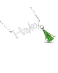 Sterling Silver Personalised Name Necklace With Tassle On 16" Trace Chain