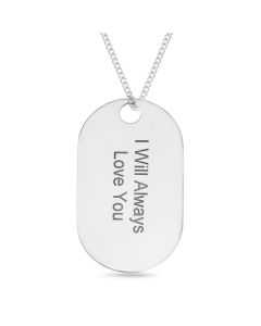 Sterling Silver Personalised Dog Tag Pendant On 18" Curb Chain