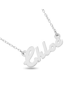 Sterling Silver Personalised Name Plate Necklace on 16" Trace Chain