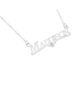 Sterling Silver Diamond Set Personalised Nameplate On 16"  Trace Chain