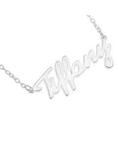 Sterling Silver Personalised Name Plate Necklace On 18" Trace Chain